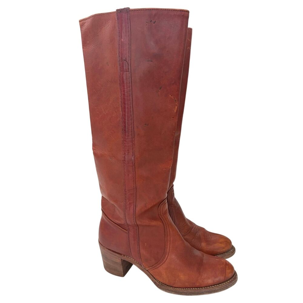 Vtg Frye 70s Campus leather riding boots sz 7 W Rare riding festival equestrian